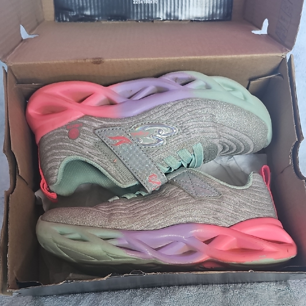Skechers Kids Glitter Sneakers with Pink and Green